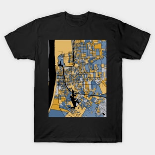 Baton Rouge Map Pattern in Blue & Gold T-Shirt